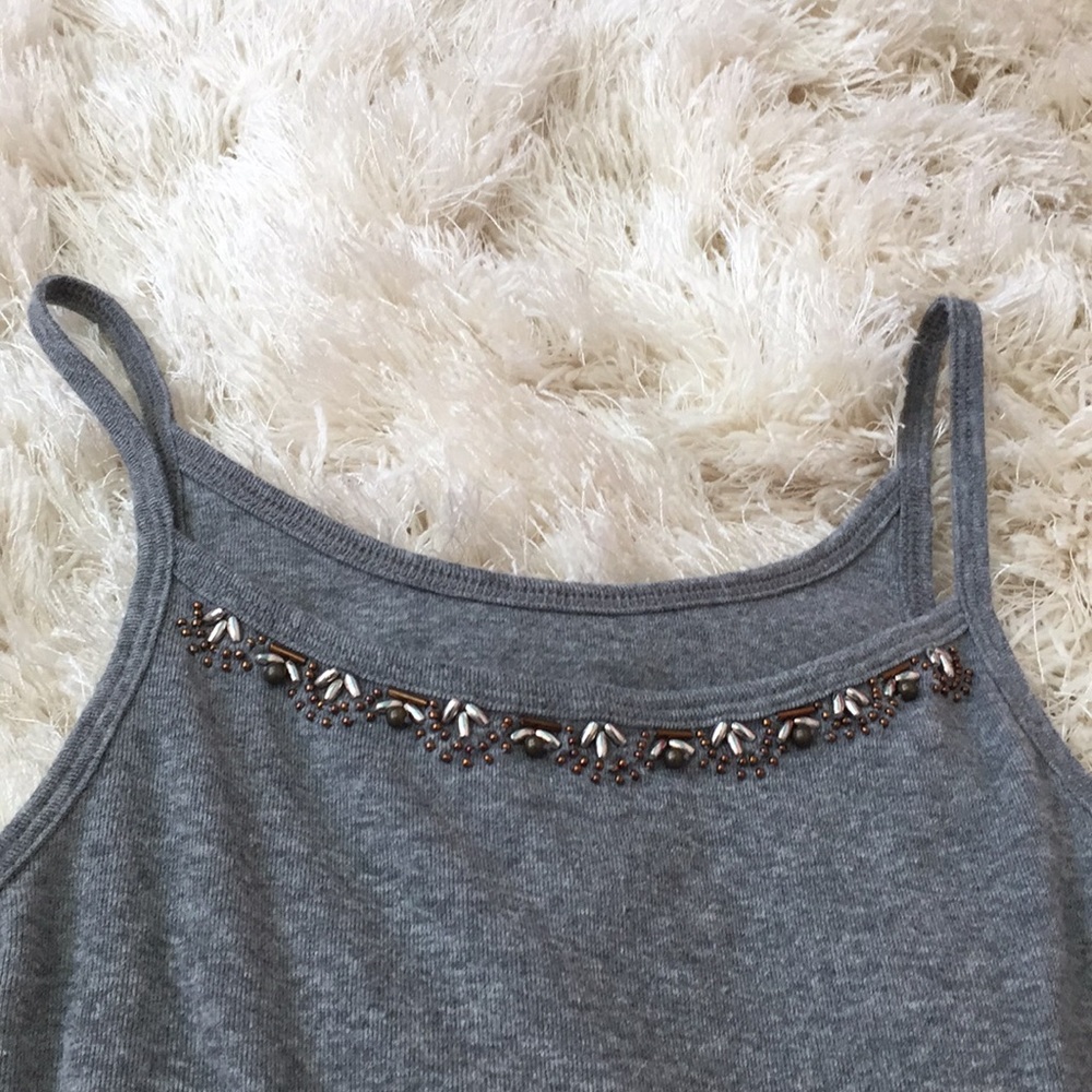 Grey Tank Top with Beaded Top ⚡️